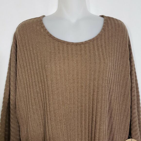 Parallel Skies Womens Sweater Size Large Ribbed Brown 3/4 Sleeve Dolman Buttons - Picture 3 of 8